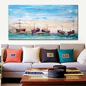 abordables Peintures paysages-Mintura main bateau paysage peintures à l&#039;huile sur toile mur art décoration moderne abstrait image pour la décoration intérieure roulé sans cadre non étiré peinture