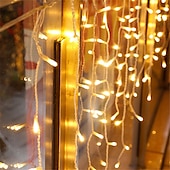 cheap Solar String Lights-Elegant Wedding Reception Party Icicle String Lights Christmas Lights Outdoor Decorations 3x0.8m Solar LED Garland Curtain Light Outdoor Indoor 8 Modes With Remote For Party Wedding