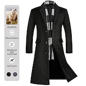 cheap Men&#039;s Trench Coat-Men&#039;s Winter Coat Wool Coat Overcoat Outdoor Work Fall &amp; Winter Wool Outerwear Clothing Apparel Basic Solid Colored Shirt Collar Single Breasted