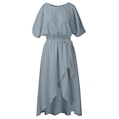 abordables Robes de Diplôme-Robe trapèze femme robe mi-longue blanc noir gris sans manches couleur pure fendu printemps été épaule froide personnalisé élégant élégant ample 2023 s m l xl xxl