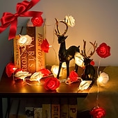 abordables Guirlandes lumineuses à piles-Guirlande lumineuse élégante de roses pour réception de mariage, guirlande lumineuse à piles 40/20/10 LED 6 m/3 m/2 m pour Noël&amp;amp;décorations de fête, décorations de mariage et de Saint-Valentin