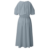 abordables Robes de Diplôme-Robe trapèze femme robe mi-longue blanc noir gris sans manches couleur pure fendu printemps été épaule froide personnalisé élégant élégant ample 2023 s m l xl xxl