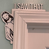 preiswerte Event &amp; Party Supplies-left right wooden door i saw that jesus head funny home decor frame ornament door frame decoration