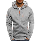 abordables sudaderas basicas hombre-Hombre Sudadera Sudadera con capucha y cremallera Chaqueta deportiva Táctico Azul marinero Rojo tinto Negro Blanco Azul Real Con Capucha Bloque de color Cremallera Fresco Invierno Ropa Sudaderas con