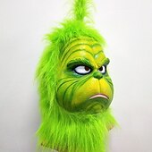 cheap Santa Hat &amp; Accessories-Santa Claus Green Monster Furry Face Mask Unisex Christmas Kid's Adults' Christmas Christmas Eve Christmas Party Mask