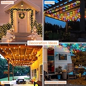 abordables Guirlandes solaires-Guirlande lumineuse solaire à LED, 10 m/20 m/30 m/50 m, lumières acryliques étanches pour l&#039;extérieur avec télécommande, plug-in pour les vacances de Noël, les fêtes,&amp;amp;décoration de jardin prise