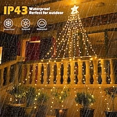 baratos Luzes de cordas de férias-Luzes de Corda de Árvore de Natal Solar 350 LED com 8 Modos e Temporizador Luzes Estrelas Exteriores à Prova d&#039;Água para Decoração de Janela de Natal Jardim Casamento Decoração de Férias