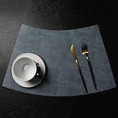 abordables Plaidemats &amp; Coasters &amp; Trivets-Manteles individuales de piel sintética para mesa redonda, 1 unidad, manteles individuales con forma de cuña, manteles redondos resistentes al calor para mesa de comedor, manteles impermeables de PU