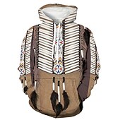 baratos moletons 3d masculinos-Homens Geométrica Tribal Moletom Moletons Moletom Manga Longa Moletom com capuz Com Capuz Designer Impressão 3D Diário Marron Cáqui Designer