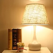 cheap Table&amp;Floor Lamp-Bedside Table Lamp Desk Lamps for Bedroom, Minimalist Fabric Desk Lamp,Bedside Lamp Bedroom Warm Hotel Study Table Lamp