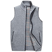 cheap Men&#039;s Cardigan Sweater-Men&#039;s Sweater Vest Cardigan Sweater Zip Sweater Fleece Sweater Knit Solid Color Classic &amp; Timeless Clothing Apparel Winter Lake blue Wine M L XL