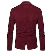 billige Herre Klassiske Blazere-Herre Kordfløyel jakke Blazer Virksomhet Feriereise Holdbar Fritid / hverdag Lomme Vinter Vår &amp; Vinter Ensfarget / vanlig farge Oppvarminger Komfort Rett Krage Normal Burgunder Mørk Marinebl