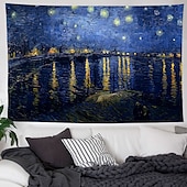 billige kunsttepper-van gogh maleri stor vegg billedvev kunst dekor teppe gardin hengende hjem soverom stue dekorasjon polyester