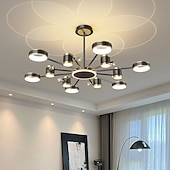 economico Luci a sospensione-lampada a sospensione a led dimmerabile, lampadario sputnik moderno cerchio a 12 luci paralume in acrilico lampada da soffitto in metallo vintage con finitura cromata per isola cucina sala da pranzo
