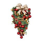 abordables Couronnes, Guirlandes &amp; Décorations-couronne de Noël en rotin pour porte d&#039;entrée, décoration murale, boule, pendentif d&#039;arbre à l&#039;envers, décoration créative, mise en page de scène de fenêtre, arc, porte suspendue