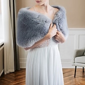 cheap Faux Fur Wraps-Faux Fur Wraps Shawls Women&#039;s Wrap Pure Elegant Sleeveless Faux Fur Wedding Wraps With Pure Color For Wedding Fall dress to impress