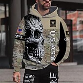 abordables Sweats à capuche pour hommes-Homme Graphic Crânes Sweat à capuche Sweats à Capuche Sweat-shirt Sweat à capuche manche longue Sweat à capuche Capuche Vêtement de rue 3D effet Sport &amp; Loisir du quotidien Noir Vert Imprimer