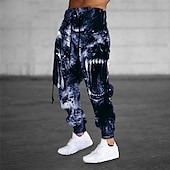 お買い得  スウェットパンツ-男性用 スウェットパンツ ジョガー ズボン ドローストリング 弾性ウエスト リボン カラーブロック グラフィック 履き心地よい 高通気性 スポーツ・アウトドア カジュアル 日常 コットン混 テリー ストリートファッション デザイナー ブラック ブルー マイクロエラスティック