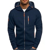 abordables sudaderas basicas hombre-Hombre Sudadera Sudadera con capucha y cremallera Chaqueta deportiva Táctico Azul marinero Rojo tinto Negro Blanco Azul Real Con Capucha Bloque de color Cremallera Fresco Invierno Ropa Sudaderas con