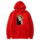 ieftine Grafică a personajelor din desene animate și film-One Piece Monkey D. Luffy Hanorac cu Glugă Anime Desen animat Anime Buzunar frontal Grafică Pentru Pentru cupluri Bărbați Pentru femei Adulți Halloween Carnaval Ștanțare la cald Stradă Zilnic