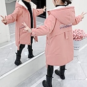 Kids Girls' Parka Letter Adorable School Coat Outerwear 7-13 Years Fall Pink Beige 11