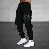 お買い得  スウェットパンツ-男性用 スウェットパンツ ジョガー ズボン ドローストリング サイドポケット 弾性ウエスト 動物 グラフィック 履き心地よい 高通気性 スポーツ・アウトドア カジュアル 日常 コットン混 テリー ストリートファッション デザイナー ブラック パープル マイクロエラスティック