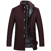 preiswerte Herren-Blazer &amp; -Anzüge-Herren Wintermantel Wollmantel Mantel Freizeitskleidung Ausgehen Winter Herbst POLY warm halten Draussen Oberbekleidung Bekleidung Modisch Warm-Ups Einfarbig Tasche Ständer Einreihiger Verschluss