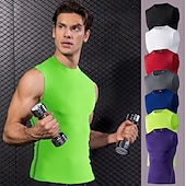 abordables Maillots Hombre-Hombre Camiseta sin mangas de gimnasio Camiseta sin Mangas de Compresión Sin Mangas Capa base Deportivo Otoño Poliéster Elastán Secado rápido Reductor del Sudor Entrenamiento de gimnasio Baloncesto