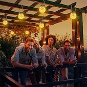 abordables Luces de cuerda solar-Luces solares para tarros de grietas, bola colgante de cristal, linternas solares led, lámpara solar de los deseos, lámpara impermeable para exteriores, decoración de jardín, luces de árbol, fiesta de