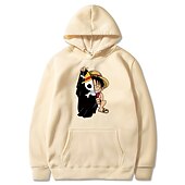 ieftine Grafică a personajelor din desene animate și film-One Piece Monkey D. Luffy Hanorac cu Glugă Anime Desen animat Anime Buzunar frontal Grafică Pentru Pentru cupluri Bărbați Pentru femei Adulți Halloween Carnaval Ștanțare la cald Stradă Zilnic