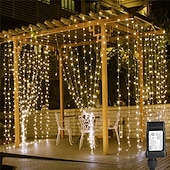 abordables Guirlandes lumineuses à brancher-Guirlande lumineuse à LED pour rideau de fenêtre de réception de fête de mariage élégante 3x3m&amp;amp;Guirlande lumineuse de Noël en forme d&#039;étoile scintillante, 6 x 3 m, 600 LED, pour la maison, le