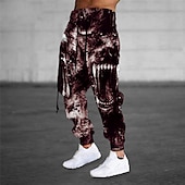 お買い得  スウェットパンツ-男性用 スウェットパンツ ジョガー ズボン ドローストリング 弾性ウエスト リボン カラーブロック グラフィック 履き心地よい 高通気性 スポーツ・アウトドア カジュアル 日常 コットン混 テリー ストリートファッション デザイナー ブラック ブルー マイクロエラスティック