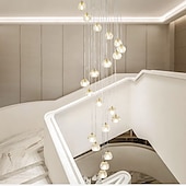 cheap Chandeliers-Chandelier LED Crystal 15-Light 50 cm Flush Mount Lights Spiral Staircase Long Chandelier Villa Stair Light Duplex Chandelier 10-120V / 220-240V /G9