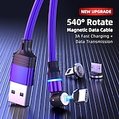 levne Kabely pro mobilní telefony-Vícenásobný nabíjecí kabel 0,5M (1.5Ft) 3,3 stop 6,6 stop USB A na Lightning / micro / USB C 2.4 A Nabíjecí kabel Rychlé nabíjení Nylonové pletené 3 v 1 Magnetické Pro Samsung Xiaomi Huawei Doplňky k