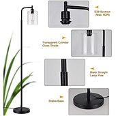 cheap Table&amp;Floor Lamp-LED Floor Lamp with Suspended Bubble Glass Shade and Unique LED Bulbs Suitable for Bedroom and Living Room Modern Vertical Industrial Lamp High Pole Lamp Suitable for Office