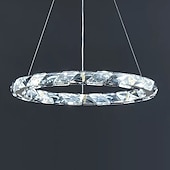 economico Luci a sospensione-lampadario a sospensione a led lampadario a 1 anello regolabile finitura in acciaio inossidabile lussuoso stile moderno sala da pranzo lampade a sospensione camera da letto 110-240v