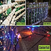 billige Elektrisk støpsel-juleslyngelys utendørs 20m 200leds 8 moduser plugg inn julepynt varme hvite lys fest hage juledekor belysning ac220v 230v 240v eu plugg