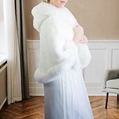 billiga Pälssjalar-vita fuskpälssjalar sjalar omlott för kvinnor eleganta ärmlösa bröllopssjalar för fuskpäls med ren färg för höstbröllopsklänning för att imponera 2025