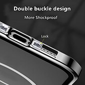abordables Coques iPhone-téléphone Coque Pour iPhone 14 Pro Max Plus iPhone 13 12 11 Pro Max Adsorption Magnétique Avec Magsafe Double Face Antichoc Verre Trempé Métal