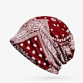 Недорогие Шапка-бини-Муж. Шапка-бини и шарф в комплекте Винно-красный Черный Акриловые волокна Трикотаж Два способа использования Спорт и отдых На каждый день на открытом воздухе Дом Повседневные Цветок / Растения