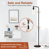 cheap Table&amp;Floor Lamp-LED Floor Lamp with Suspended Bubble Glass Shade and Unique LED Bulbs Suitable for Bedroom and Living Room Modern Vertical Industrial Lamp High Pole Lamp Suitable for Office