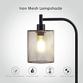 economico lampada da tavolo e da terra-lampada da terra industriale per soggiorno, lampada da terra con paralume in rete di ferro sospesa, lampadina led 8w, lampada da terra alta con interruttore a pedale per camera da letto, nero