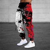 preiswerte Sweatpants-Herren Jogginghose Trainingshose Jogginghose Jogger Hose Hosen Kordelzug Seitentaschen Elastische Taille Farbblock Grafik-Drucke Komfort Atmungsaktiv Sports Outdoor Casual Täglich Baumwollmischung