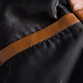 billiga Herrars klassiska kavajer-Herr Imitationsläderjacka Kontor &amp; Karriär Dagliga kläder Varm Ficka Button-Down Vår &amp; Höst Enfärgad / vanlig färg Stylish Uppvärmning Nedvikt Imitationsläder Mörkgul Vin Svart Jacka