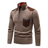preiswerte Herrenpullover-Herren Pullover Fleece Pullover Pullover mit Viertelreißverschluss Gerippt Stricken Zip Strick Farbblock Troyer Halber Reißverschluss Basic warm halten Arbeit Freizeitskleidung Bekleidung Herbst