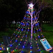 baratos Luzes de cordas de férias-Luzes de Corda de Árvore de Natal Solar 350 LED com 8 Modos e Temporizador Luzes Estrelas Exteriores à Prova d&#039;Água para Decoração de Janela de Natal Jardim Casamento Decoração de Férias