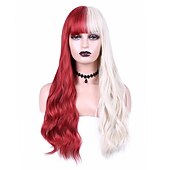 economico Parrucche trendy sintetiche-ombre bluastro parrucca verde ondulata lunga parte centrale parrucca teal blue wig resistente al calore capelli sintetici sirena parrucche per le donne festa di natale parrucche