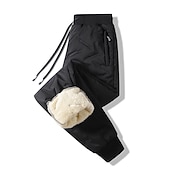 abordables pantalones casuales-Hombre Sherpa Persona que practica jogging Pantalones de invierno Pantalones Pantalones casuales Bolsillo Correa Cintura elástica Plano Impermeable Templado Diario Ropa de calle Moda Moderno Negro