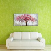 abordables Peintures fleurs/botaniques-Mintura main peinture à l&#039;huile sur toile mur art décoration moderne abstrait arbre rouge image pour la décoration intérieure roulé sans cadre non étiré peinture