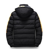 baratos Blusões e Parkas para Homem-Homens Casaco puffer Casaco com capuz Acolchoado Zíper Bolsos Imprimir Esportes Padrão Exterior Casual / Diário Inverno Letra Preto Amarelo Vermelho cáqui Casaco puffer